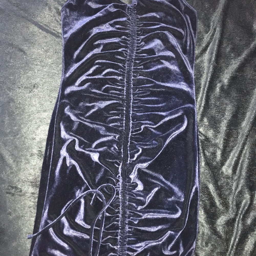 Suede dark blue dress